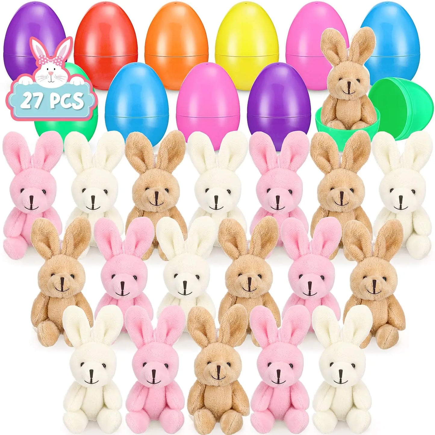 Easter Eggs Prefilled Stuffed Animals for Egg Hunt