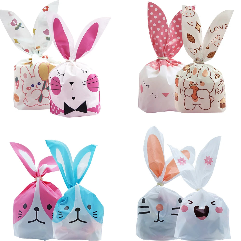 Easter Rabbit Ear Bags Plastic Cookie Candy Gift Bags