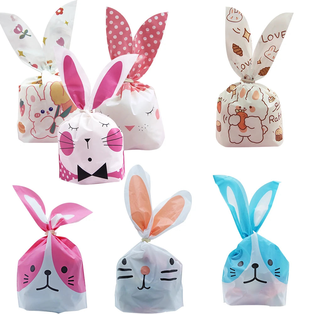 Easter Rabbit Ear Bags Plastic Cookie Candy Gift Bags