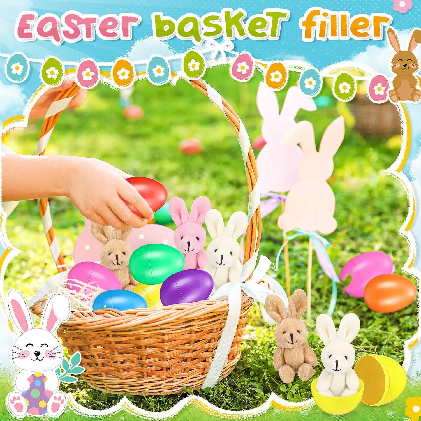 Easter Eggs Prefilled Stuffed Animals for Egg Hunt