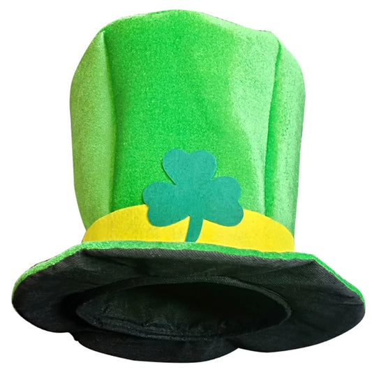 Saint Patricks Day Shamrock Clover Green Velvet Top Hat Irish Leprechaun Cosplay