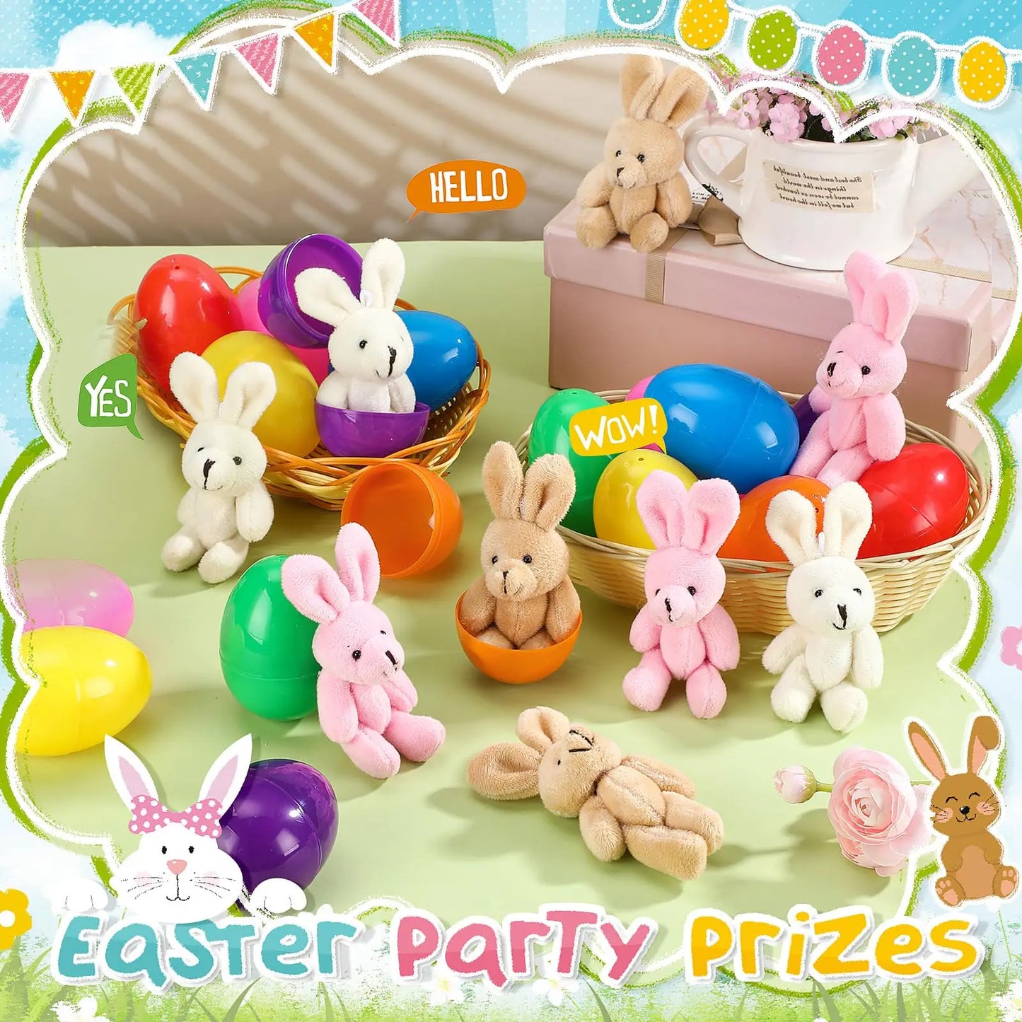 Easter Eggs Prefilled Stuffed Animals for Egg Hunt