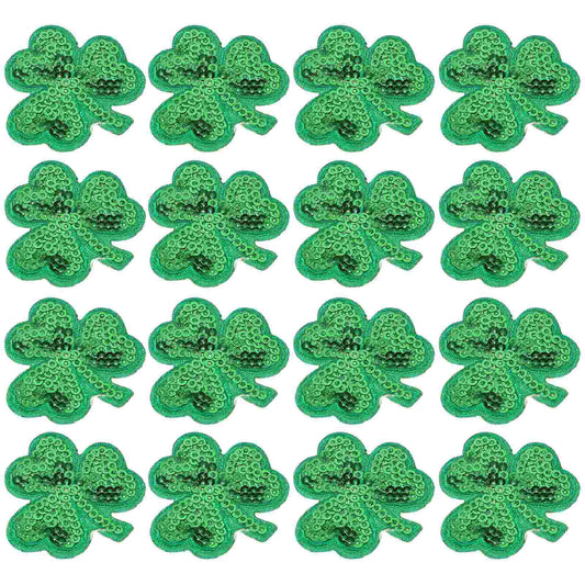 St Patricks Day Shamrock Patches Sew On Glitter Embroidered Patches