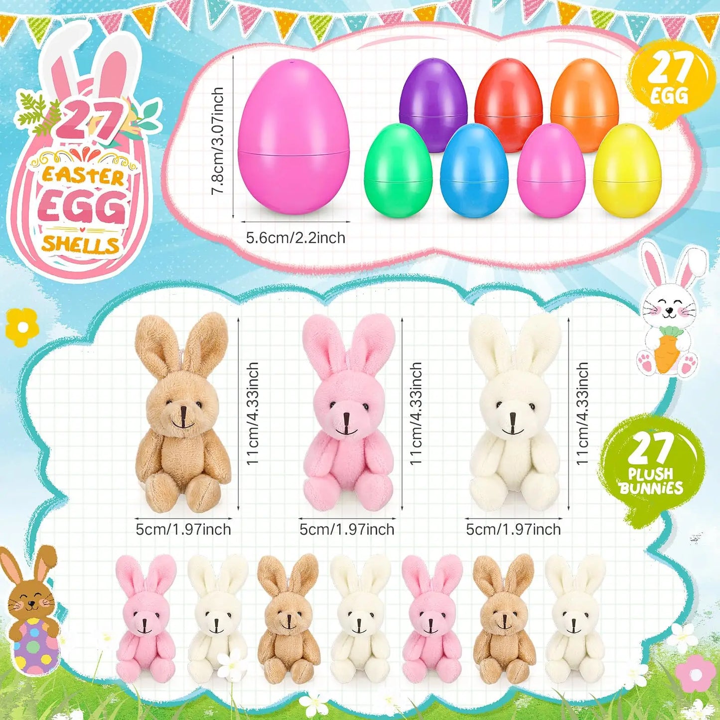 Easter Eggs Prefilled Stuffed Animals for Egg Hunt